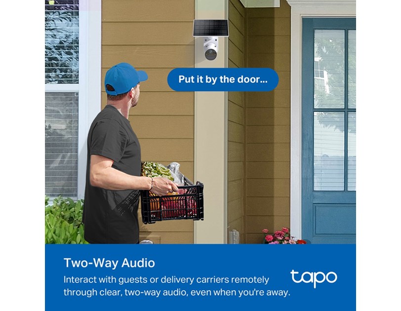 TP-Link Tapo C410 kamera + Tapo A201 Solar panel 2K 3MP, H.264, Color Night Vision, microSD, 2×Spotlights, dvosmjerni audio, detekcija pokreta, vodootporna IP65, Wi-Fi, Tapo app