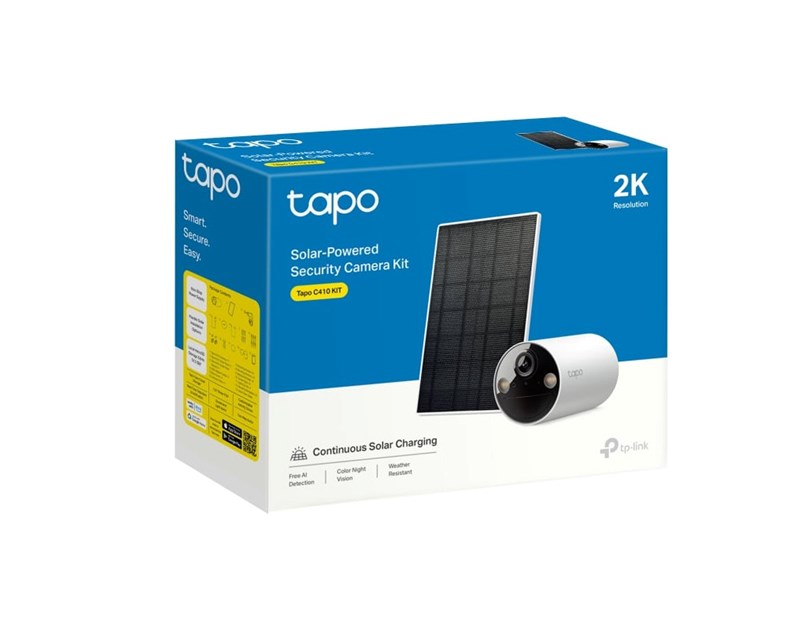 TP-Link Tapo C410 kamera + Tapo A201 Solar panel 2K 3MP, H.264, Color Night Vision, microSD, 2×Spotlights, dvosmjerni audio, detekcija pokreta, vodootporna IP65, Wi-Fi, Tapo app