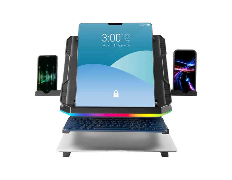 Enermax ELS001 podesivi i sklopivi RGB stalak za prijenosnike do 17", crni