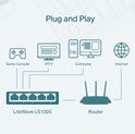 TP Link LS1005 5-Port 10/100Mbps Desktop Network preklopnik (Switch), 802.3X Flow Control, vanjsko napajanje