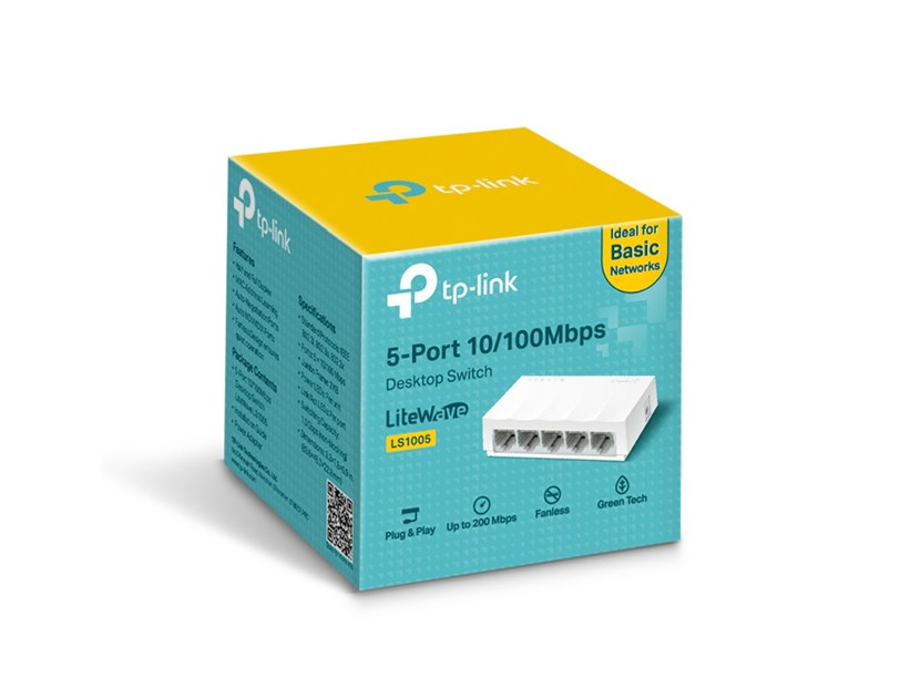 TP Link LS1005 5-Port 10/100Mbps Desktop Network preklopnik (Switch), 802.3X Flow Control, vanjsko napajanje