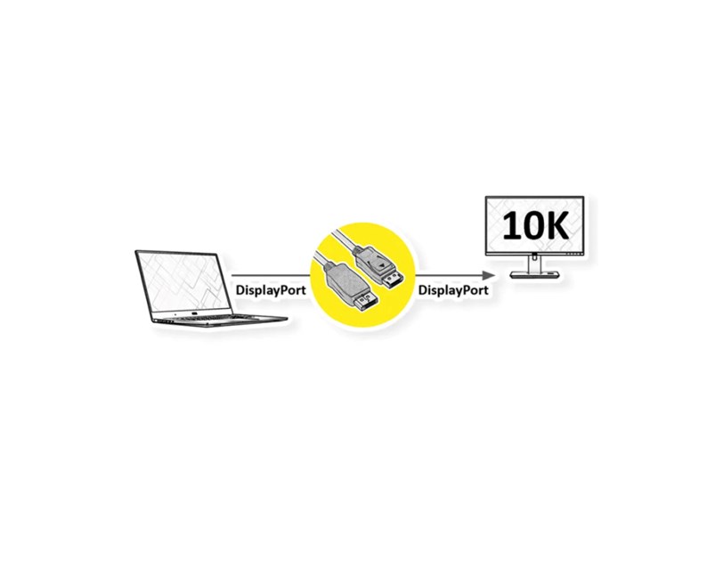 Roline VALUE DisplayPort kabel v2.1, 10K60Hz, UHBR10, DP-DP M/M, 3.0m, crni