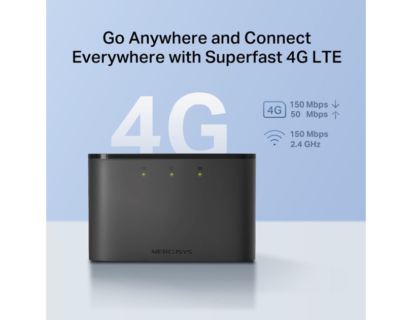 MERCUSYS MT110 150Mbps 4G LTE Mobile Wi-Fi, 150 Mbps (2.4 GHz) 4G Cat4 150/50 Mbps
