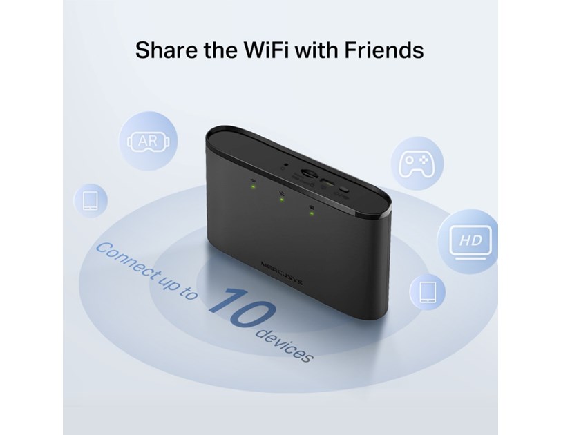 MERCUSYS MT110 150Mbps 4G LTE Mobile Wi-Fi, 150 Mbps (2.4 GHz) 4G Cat4 150/50 Mbps