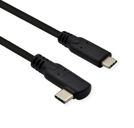 Roline USB3.2 Gen 2x2 kabel TIP C-C M/M, 1×90°. Emark, 100W, 1.0m, crni