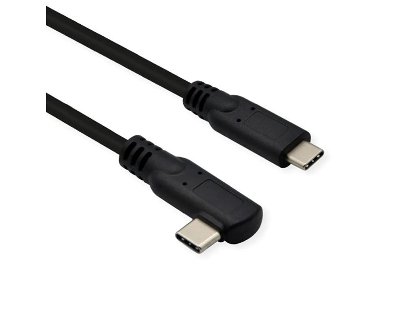 Roline USB3.2 Gen 2x2 kabel TIP C-C M/M, 1×90°. Emark, 100W, 1.0m, crni