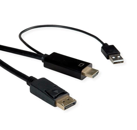 Roline HDMI (UHDTV) - DisplayPort kabel, M/M, 2.0m, crni