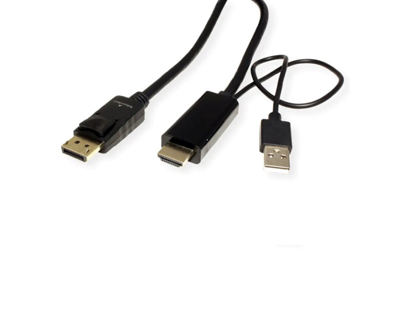 Roline HDMI (UHDTV) - DisplayPort kabel, M/M, 2.0m, crni