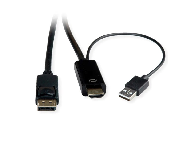 Roline HDMI (UHDTV) - DisplayPort kabel, M/M, 2.0m, crni