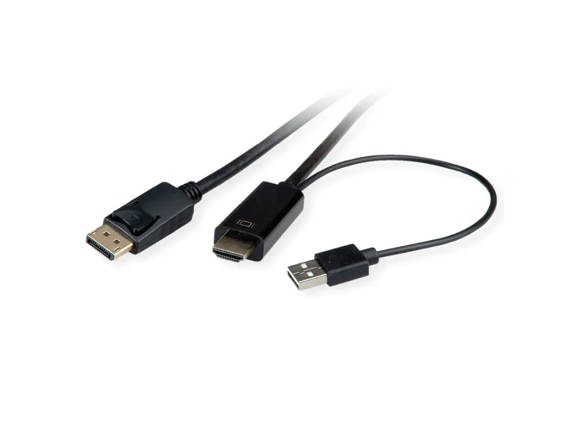 Roline HDMI (UHDTV) - DisplayPort kabel, M/M, 2.0m, crni