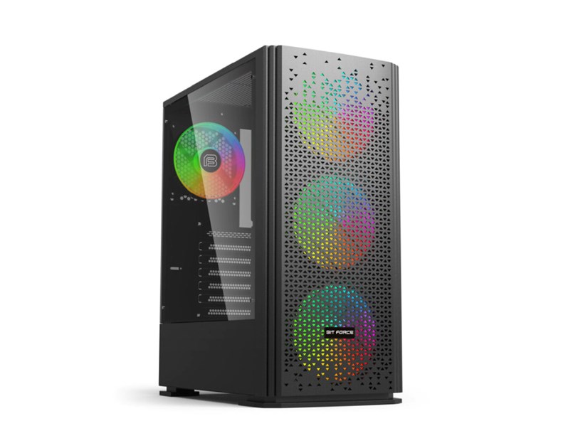 Bit Force ORION CF-4 Midi Tower RGB Gaming PC ATX kućište bez napajanja, crno