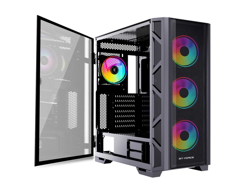 Bit Force GIANT ARGB-TM4 Gaming E-ATX, Full-Tower kućište bez napajanja, crno