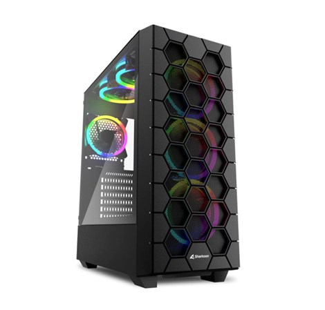 Sharkoon HEX RGB Midi Tower ATX kućište bez napajanja, Type-Cx1 /USB 3.0x2/ prednji/stražnji/gornji ventilatori 6×120mm, crno
