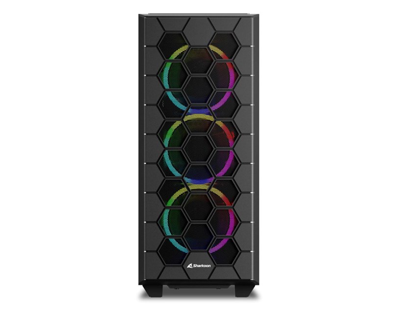 Sharkoon HEX RGB Midi Tower ATX kućište bez napajanja, Type-Cx1 /USB 3.0x2/ prednji/stražnji/gornji ventilatori 6×120mm, crno