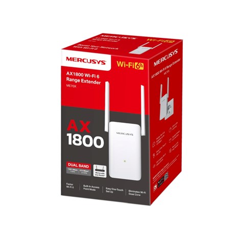Mercusys AX1800 bežični pojačivač dometa (Range Extender Wi-Fi 6) Dual Band 574Mbps/1201Mbps (2.4GHz/5GHz), 802.11ax/a/n/ac/b/g/n, 1×G-LAN, 2×vanjska antena