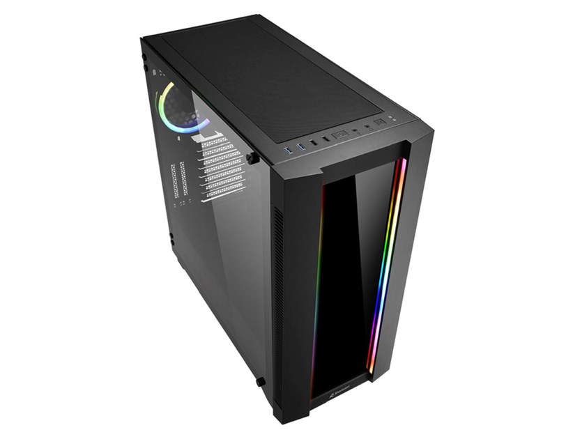 Sharkoon ELITE SHARK CA200G Tower E-ATX kućište, bez napajanja, prozirna bočna stranica, RGB ventilator stražnji 1×120, crno