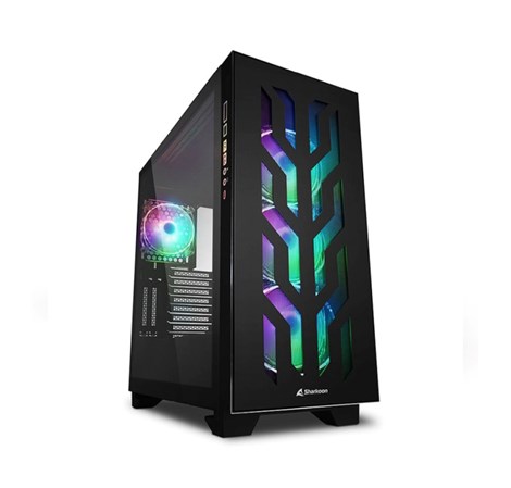 Sharkoon ELITE SHARK CA300T Tower E-ATX kućište bez napajanja, prozirne bočne stranice, prednji/stražnji RGB ventilatori 4×120mm, crno