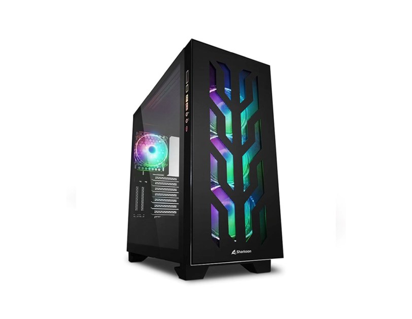 Sharkoon ELITE SHARK CA300T Tower E-ATX kućište bez napajanja, prozirne bočne stranice, prednji/stražnji RGB ventilatori 4×120mm, crno