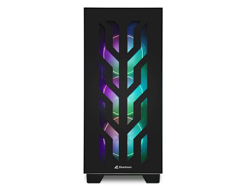 Sharkoon ELITE SHARK CA300T Tower E-ATX kućište bez napajanja, prozirne bočne stranice, prednji/stražnji RGB ventilatori 4×120mm, crno