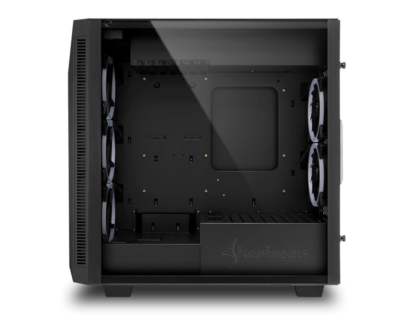 Sharkoon REV200 Midi Tower ATX kućište bez napajanja, prozirna bočna stranica, prednji/stražnji RGB ventilatori 5×120mm, crno