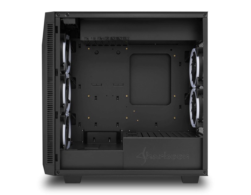 Sharkoon REV200 Midi Tower ATX kućište bez napajanja, prozirna bočna stranica, prednji/stražnji RGB ventilatori 5×120mm, crno