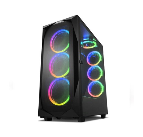 Sharkoon REV300 Midi Tower E-ATX kućište bez napajanja, prozirna bočna stranica, RGB ventilatori prednji 3×140/stražnji 3×120/gornji 1×120, crno