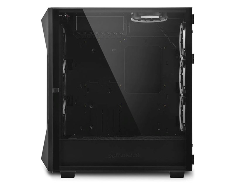 Sharkoon REV300 Midi Tower E-ATX kućište bez napajanja, prozirna bočna stranica, RGB ventilatori prednji 3×140/stražnji 3×120/gornji 1×120, crno