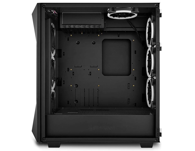 Sharkoon REV300 Midi Tower E-ATX kućište bez napajanja, prozirna bočna stranica, RGB ventilatori prednji 3×140/stražnji 3×120/gornji 1×120, crno