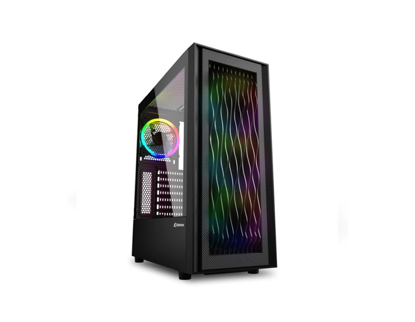 Sharkoon RGB WAVE Midi Tower ATX kućište bez napajanja, prednji/stražnji RGB ventilatori 4×120mm,Type-C (USB 3.2 Gen 2)x1,USB 3.0x2, crno