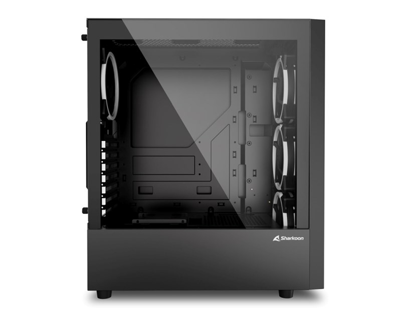 Sharkoon RGB WAVE Midi Tower ATX kućište bez napajanja, prednji/stražnji RGB ventilatori 4×120mm,Type-C (USB 3.2 Gen 2)x1,USB 3.0x2, crno