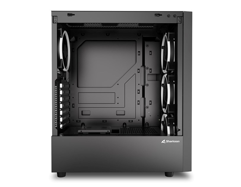 Sharkoon RGB WAVE Midi Tower ATX kućište bez napajanja, prednji/stražnji RGB ventilatori 4×120mm,Type-C (USB 3.2 Gen 2)x1,USB 3.0x2, crno
