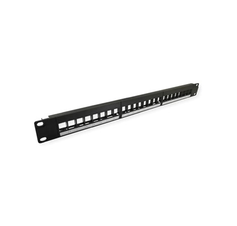 Roline VALUE Keystone 19'' okvir modula, 24 porta, neoklopljen, 1U, trodijelni, crni