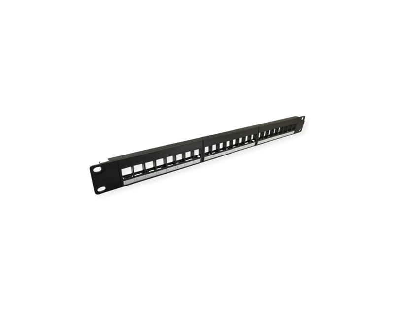 Roline VALUE Keystone 19'' okvir modula, 24 porta, neoklopljen, 1U, trodijelni, crni