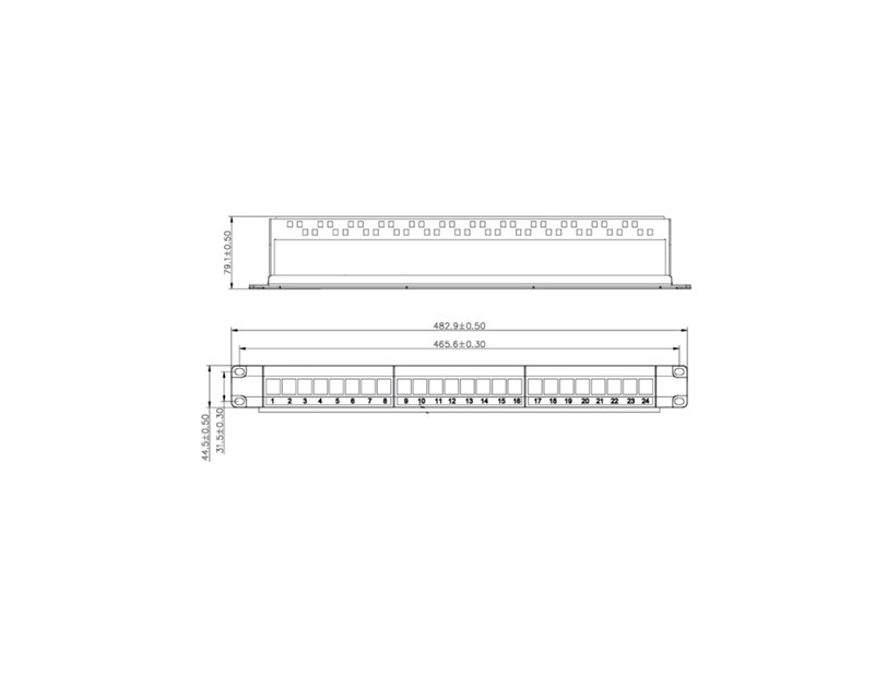 Roline VALUE Keystone 19'' okvir modula, 24 porta, neoklopljen, 1U, trodijelni, crni