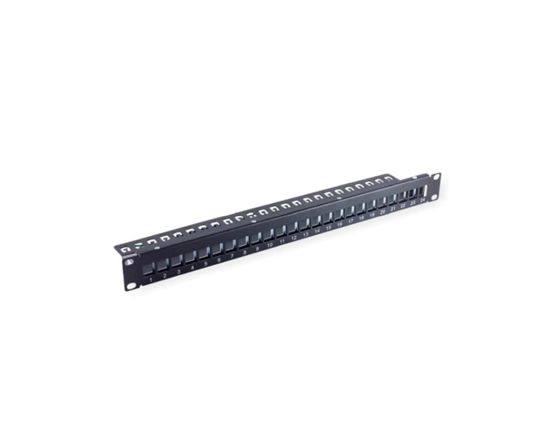 Roline VALUE Keystone 19'' okvir modula, 24 porta, oklopljen, 1U, jednodijelni, crni