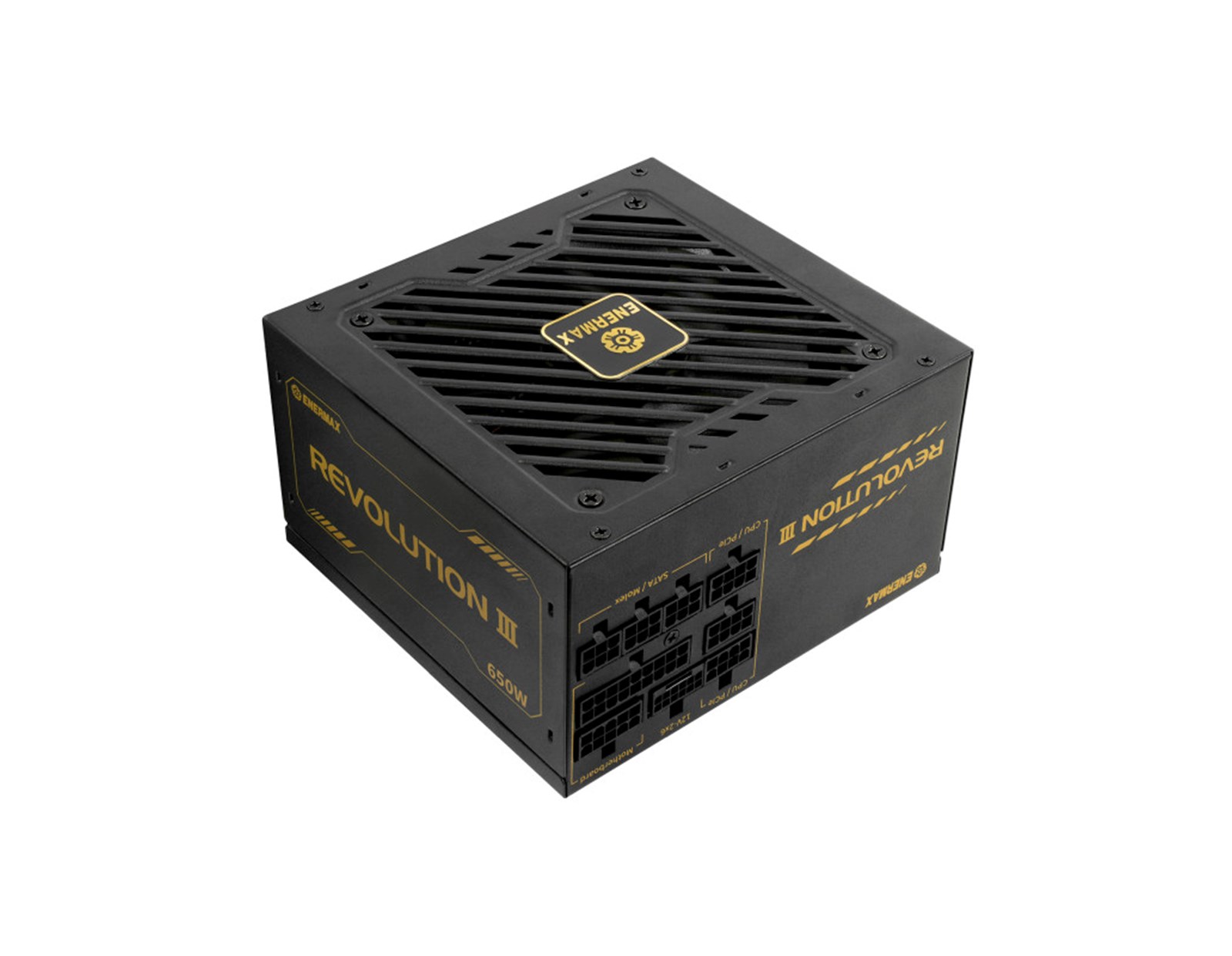 Enermax 650W Revolution III, ATX 3.1, 80+ GOLD, modularno, 2×PCIe, 6×SATA, 24-pina, 120mm ventilator
