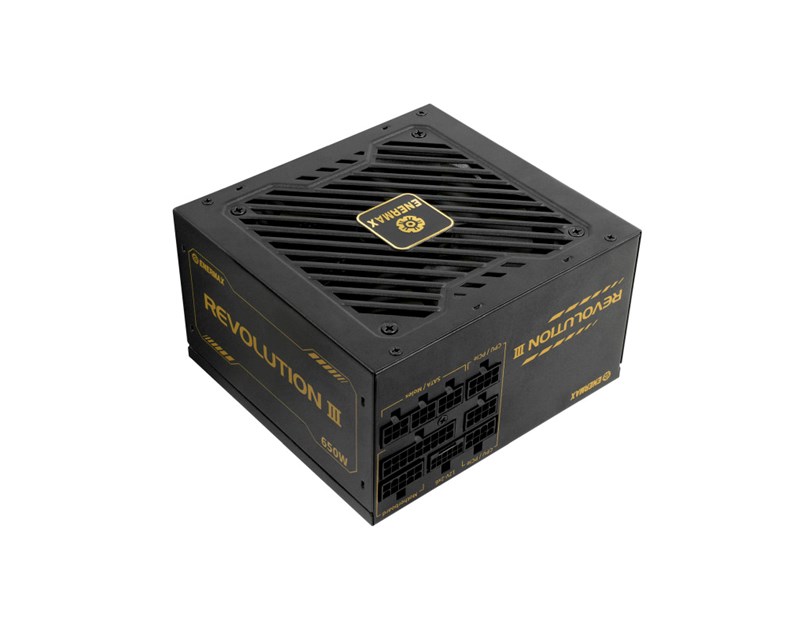 Enermax 650W Revolution III, ATX 3.1, 80+ GOLD, modularno, 2×PCIe, 6×SATA, 24-pina, 120mm ventilator