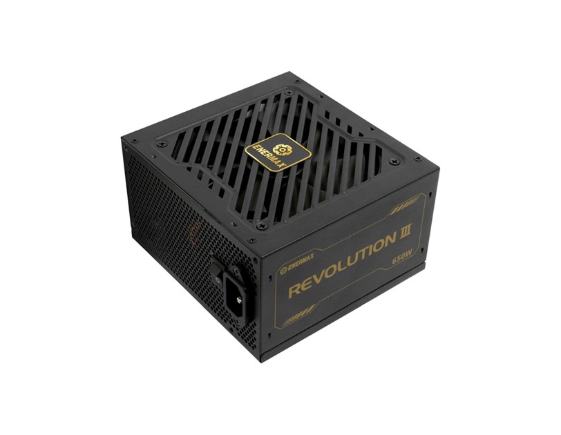 Enermax 650W Revolution III, ATX 3.1, 80+ GOLD, modularno, 2×PCIe, 6×SATA, 24-pina, 120mm ventilator