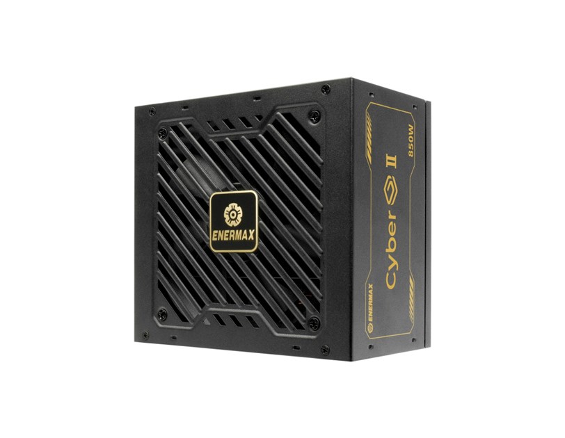 Enermax 850W CyberG II, ATX 3.1, 80+ GOLD, 2×PCIe, 5×SATA, 24-pina, 120mm ventilator