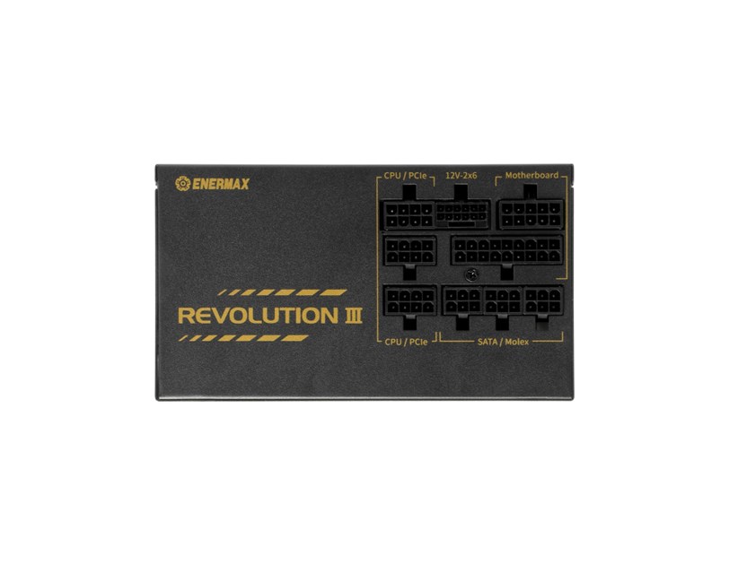 Enermax 850W Revolution III, ATX 3.1, 80+ GOLD, modularno, 3×PCIe, 9×SATA, 24-pina, 120mm ventilator