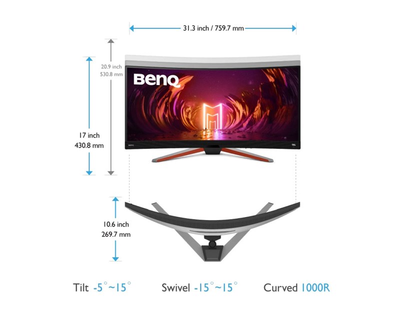 BenQ 34" EX3410R QHD (3440×1440) VA, 144Hz, 21:9, 1ms, 400 cd/m2, 3000:1, 2×HDMI/DP, 3×USB, zvučnici, crni