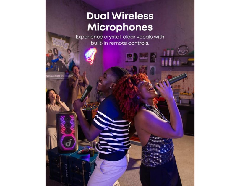 Anker Soundcore Rave 3S AI Karaoke Bluetooth prijenosni zvučnik, 200W, IPX4, 12h reprodukcije, crni (A31A3012)