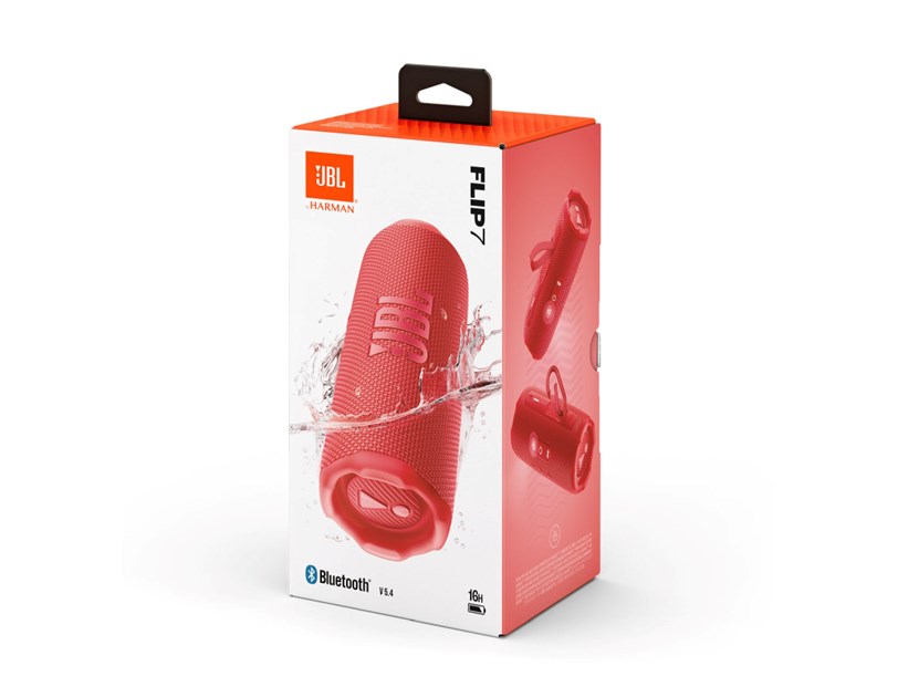 JBL Flip 7 prijenosni zvučnik BT5.4, vodootporan IP68 do 16h slušanja, AI Sound Boost, 45W, Auracast, crveni