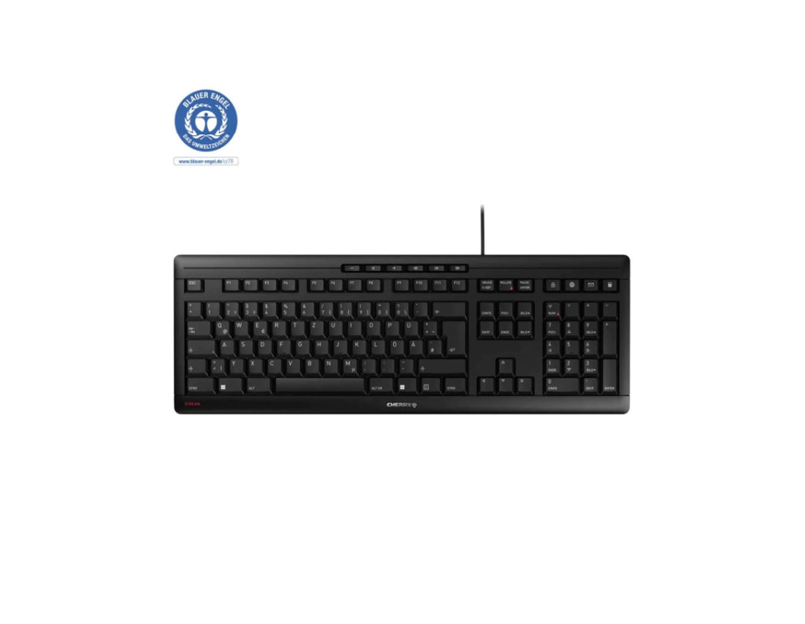 Cherry Stream Ultra tiha vodootporna tipkovnica, USB, crna