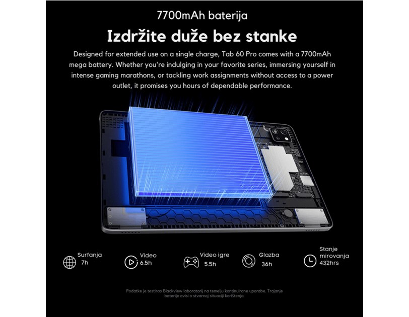 BLACKVIEW Tab 60 PRO 8/128 GB LTE, 10.1" HD (800x1280) IPS, 5MP/8MP, WiFi, DokeOS_P 4.0 + preklopna torbica, zaštita za staklo, bežična tipkovnica, bežičan miš, stylus olovka, s adapterom, sivi