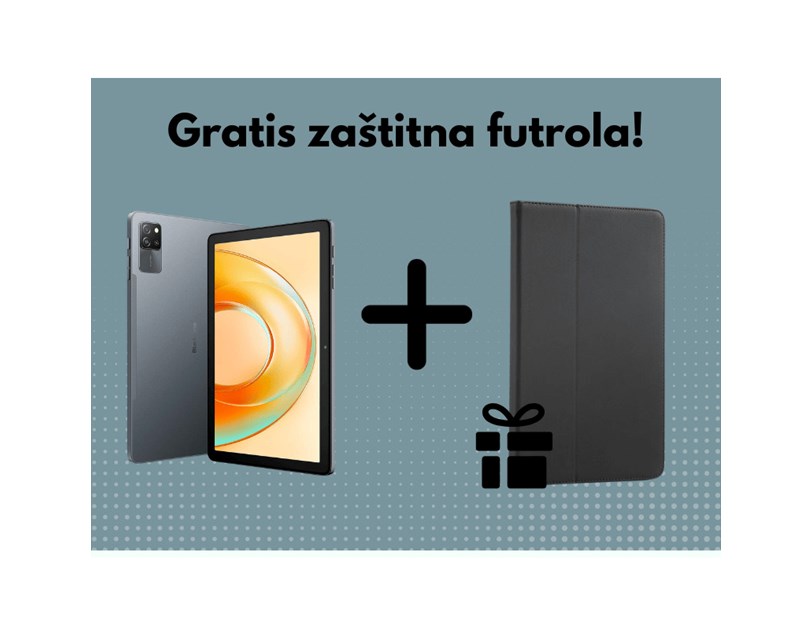BLACKVIEW Tab 60 PRO 8/128 GB LTE, 10.1" HD (800x1280) IPS, 5MP/8MP, WiFi, DokeOS_P 4.0 + preklopna torbica, zaštita za staklo, bežična tipkovnica, bežičan miš, stylus olovka, s adapterom, sivi