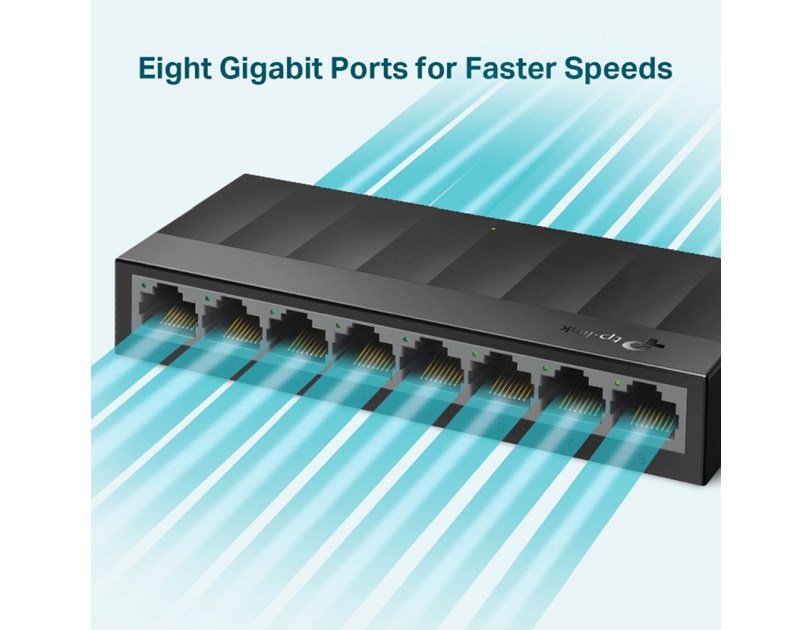 TP Link 8-port Gigabit Desktop preklopnik (Switch), 802.3X Flow Control, vanjsko napajanje