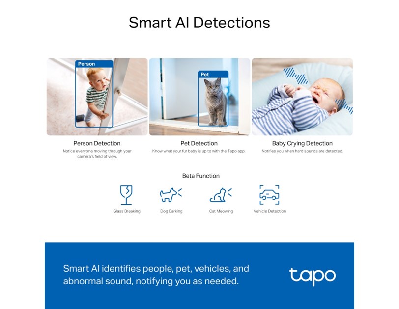 TP-Link Tapo C230 AI kamera 3K 5MP, H.264, 360°/114° Pan/Tilt, Advanced Night Vision, microSD, dvosmjerni audio, AI detekcija pokreta, Wi-Fi, Tapo app