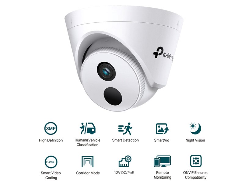 TP-Link VIGI C430I IR kamera 3MP, H.265+, 4mm leća, RJ45, PoE/12V DC, detekcija pokreta, VIGI app