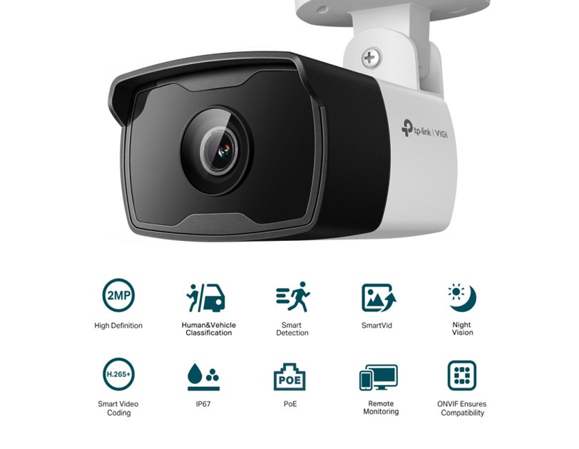 TP-Link vanjska IP Dome kamera, H.265+ video, 3MP, 2.8mm leća, RJ45, PoE, Night Vision, detekcija pokreta, vodootporna IP67, VIGI app